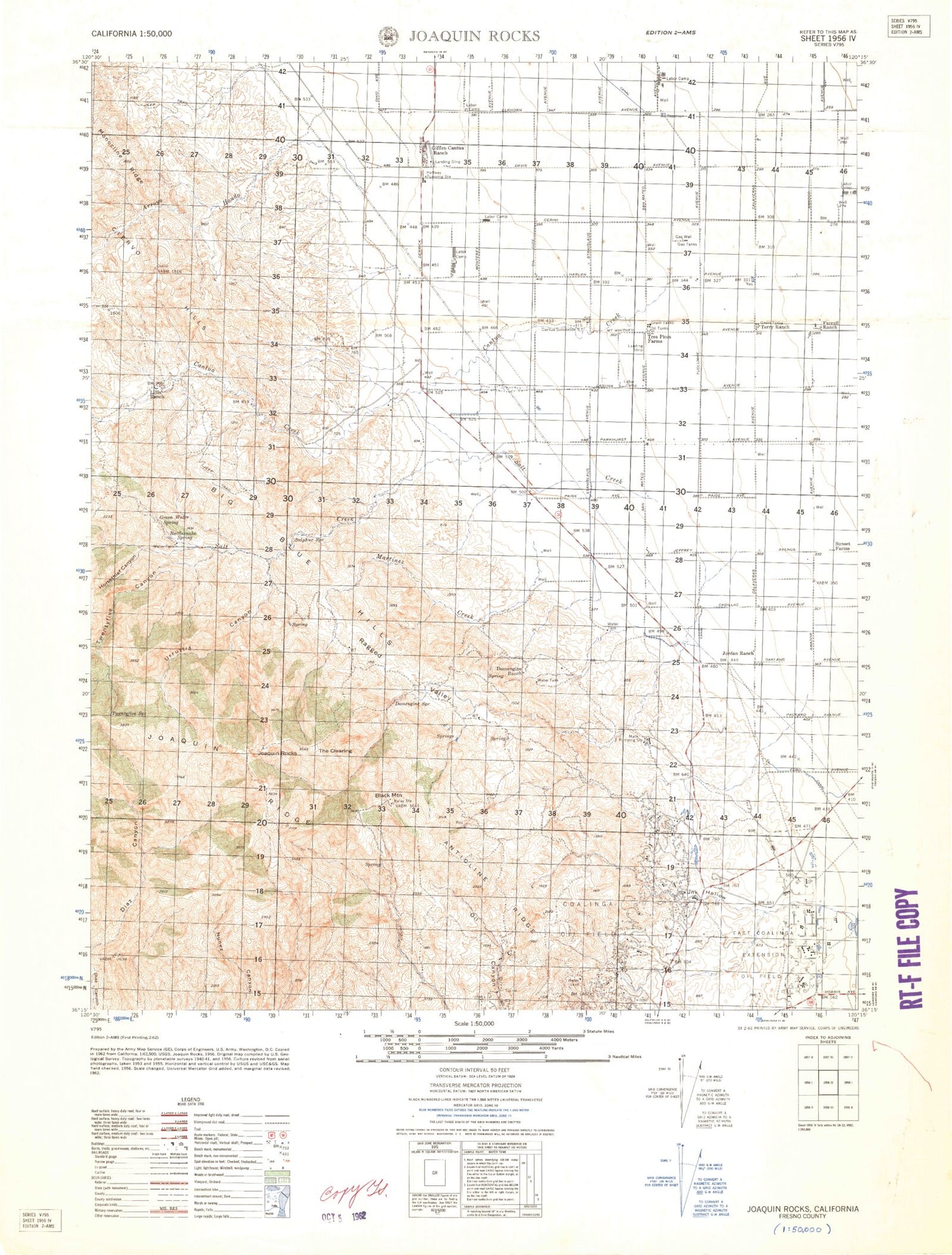 Joaquin Rocks California Military 1:50,000 Map