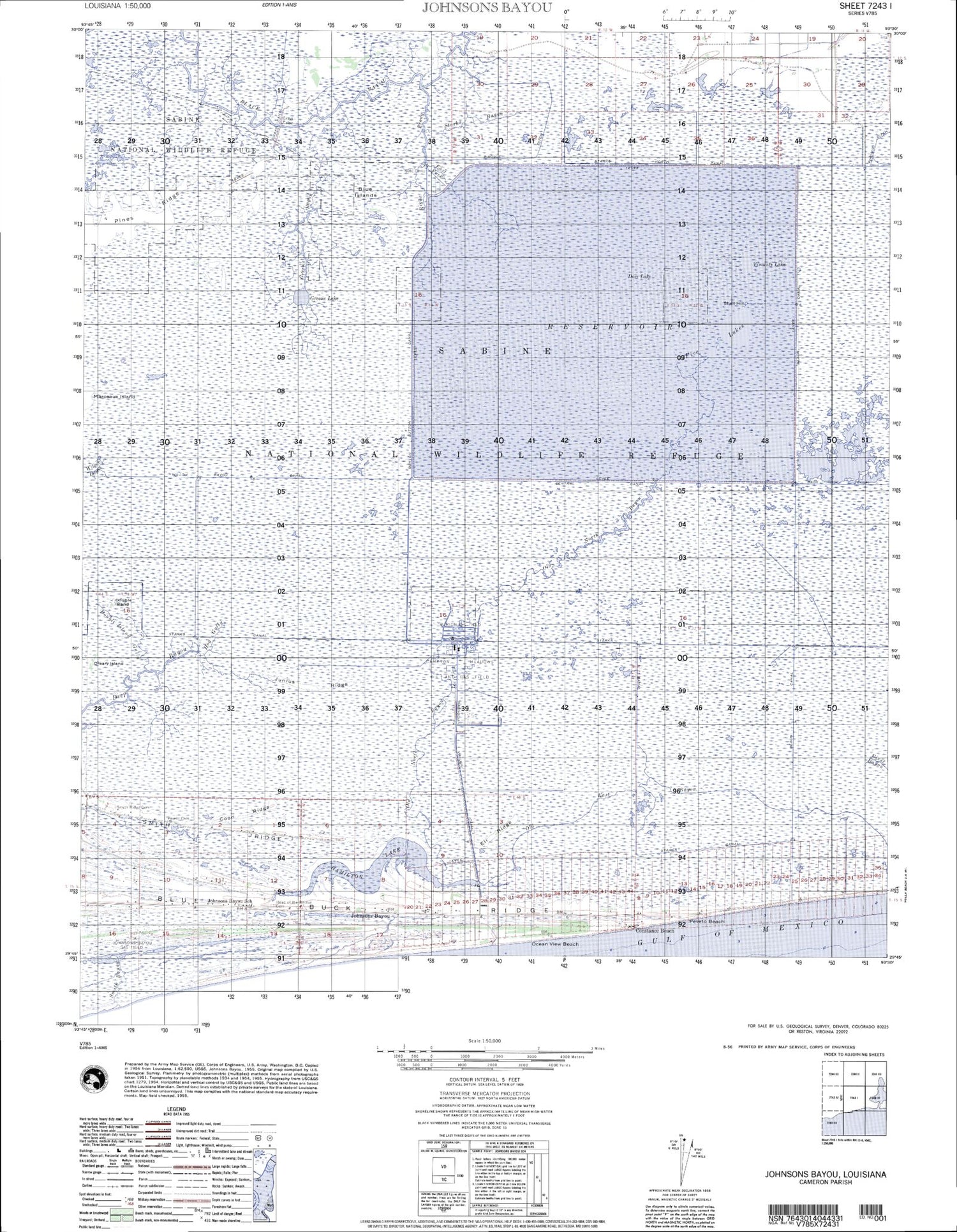 Johnsons Bayou Louisiana Military 1:50,000 Map