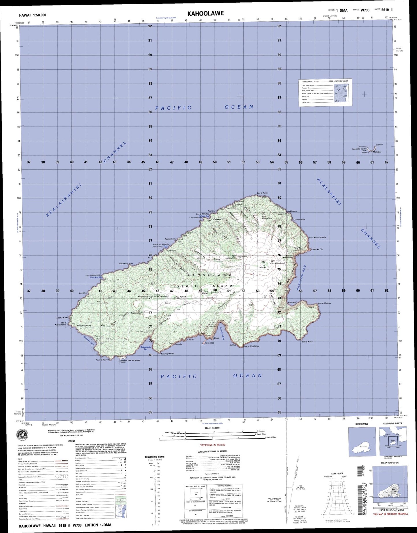 Kahoolawe Hawaii Military 1:50,000 Map