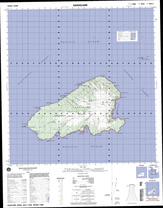 Kahoolawe Hawaii Military 1:50,000 Map