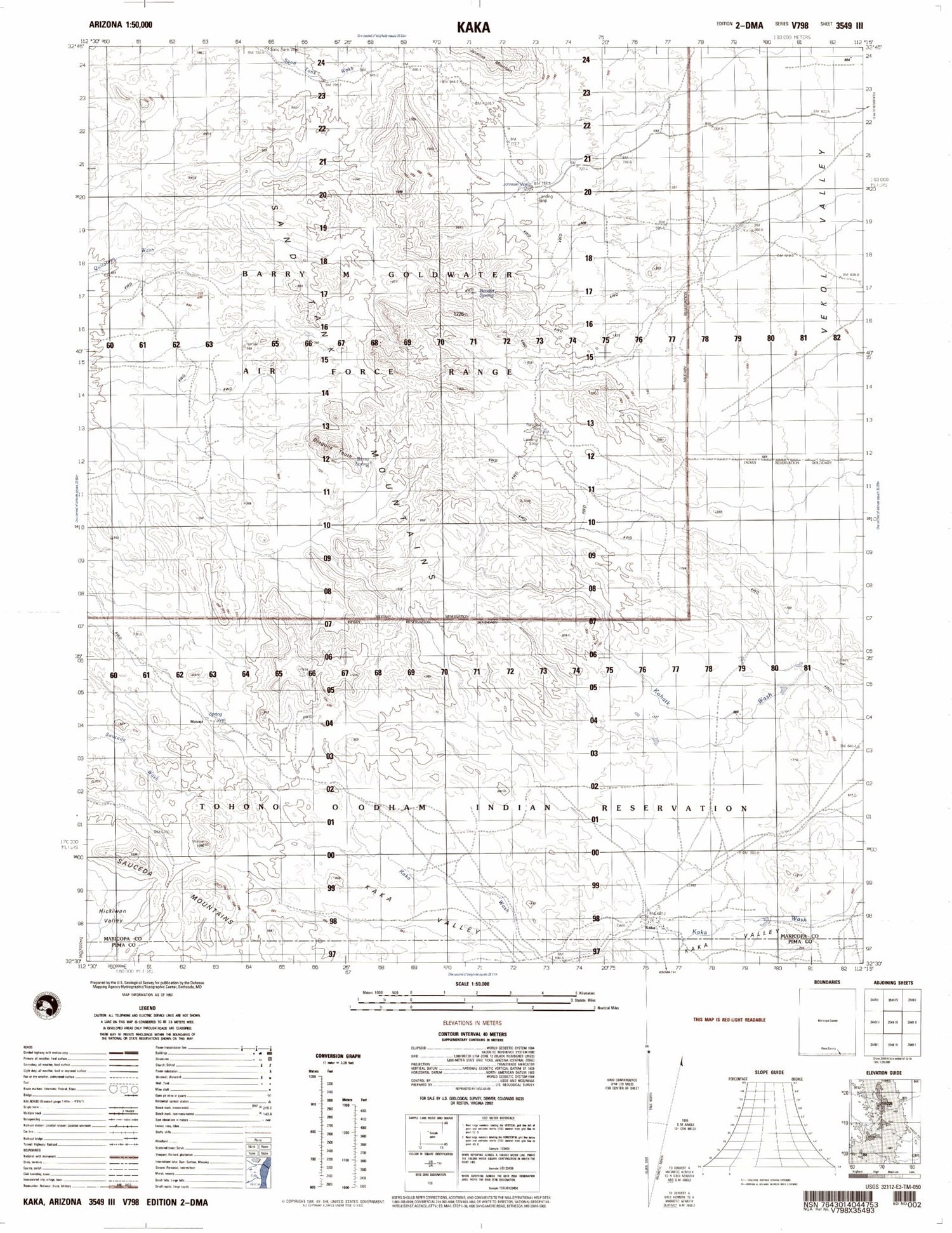 Kaka Arizona Military 1:50,000 Map