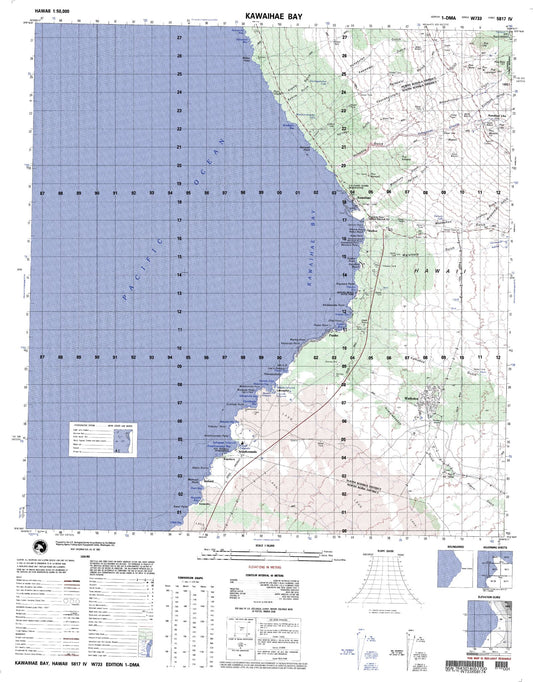 Kawaihae Bay Hawaii Military 1:50,000 Map