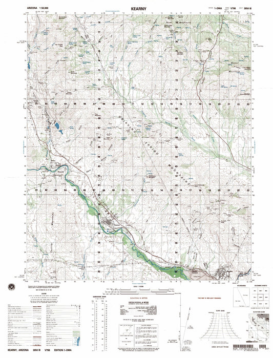 Kearny Arizona Military 1:50,000 Map