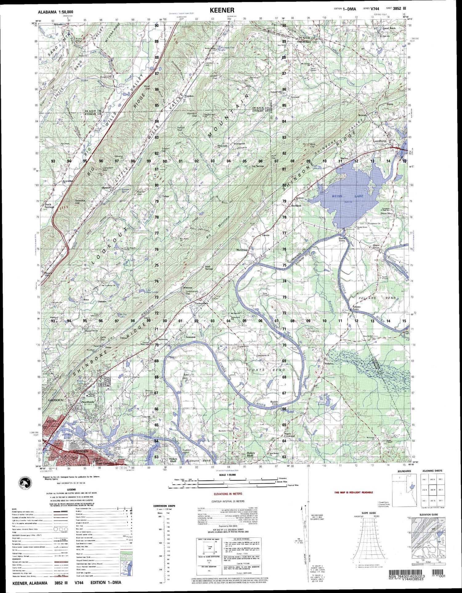 Keener Alabama Military 1:50,000 Map