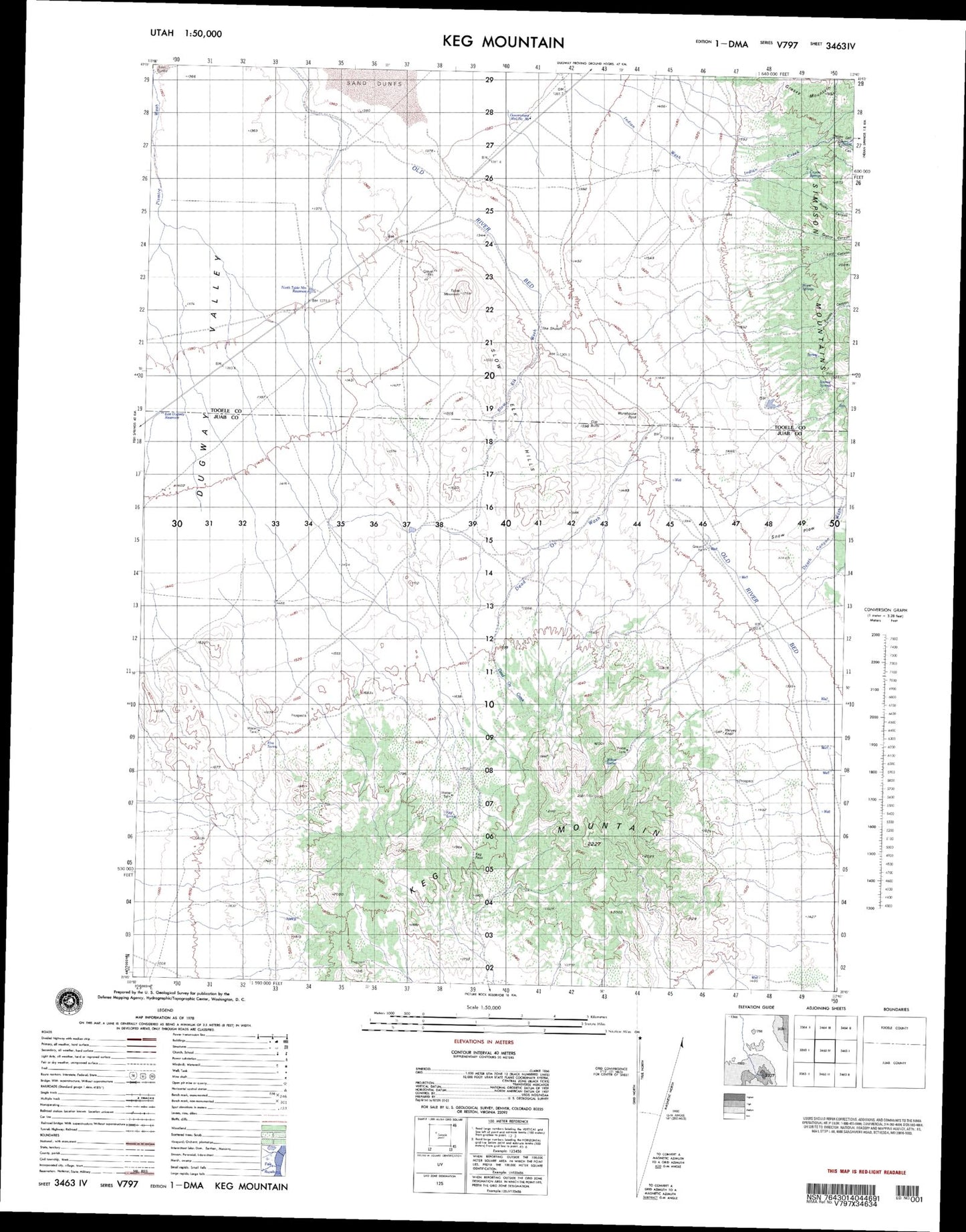 Keg Mountain Utah Military 1:50,000 Map