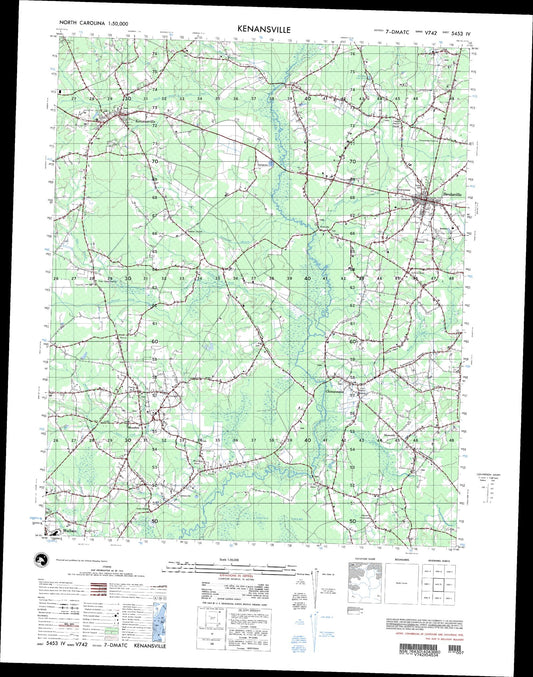 Kenansville North Carolina Military 1:50,000 Map