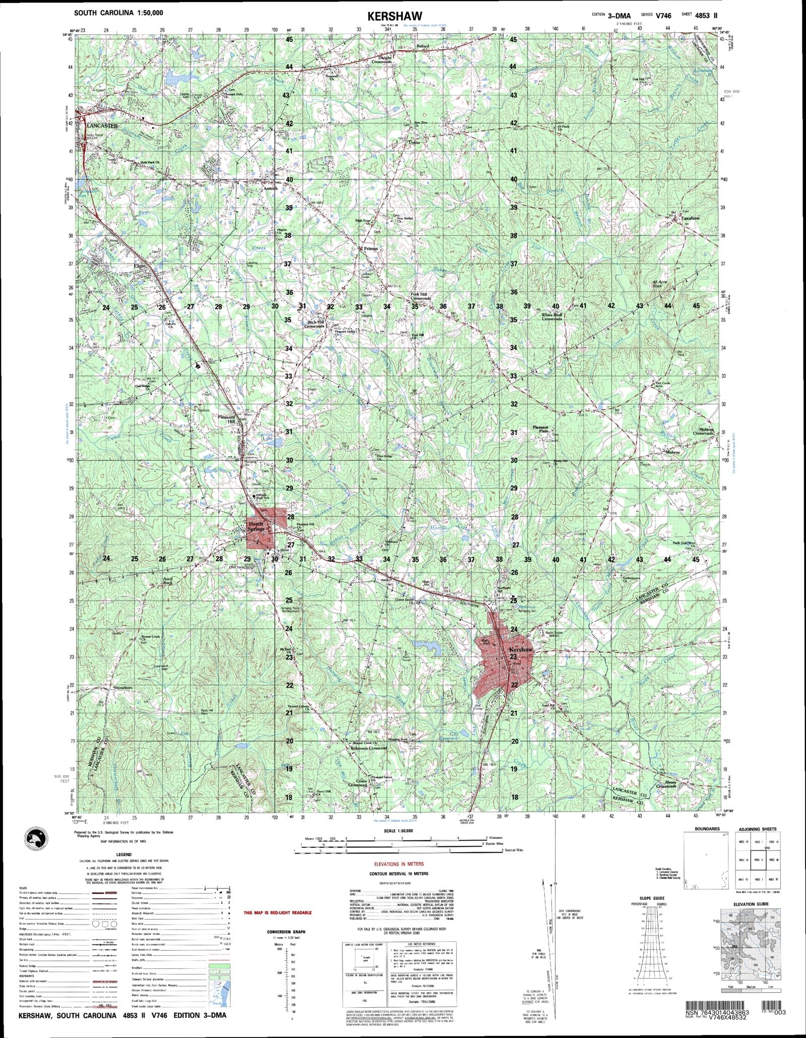 Kershaw South Carolina Military 1:50,000 Map – MyTopo Map Store