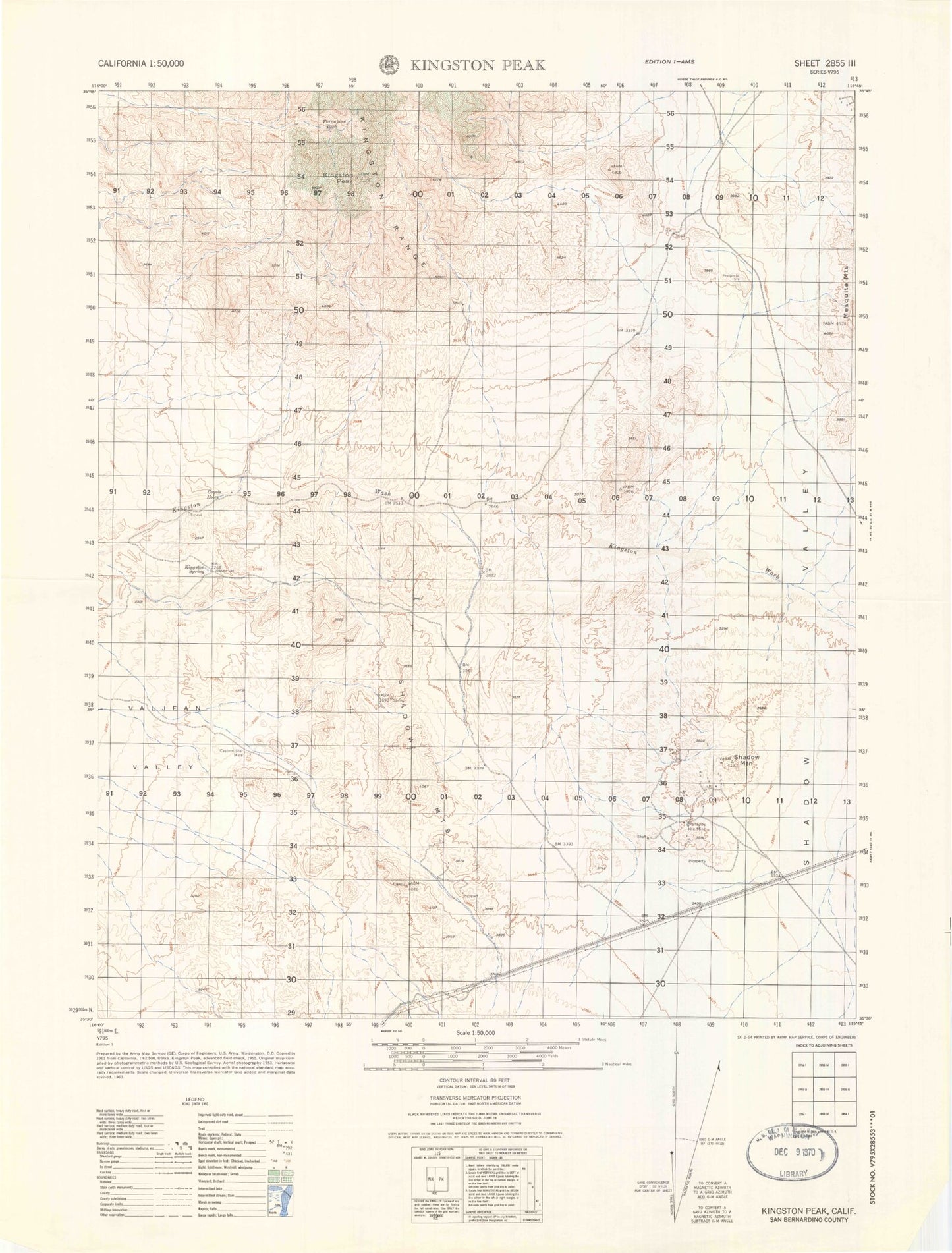 Kingston Peak California Military 1:50,000 Map