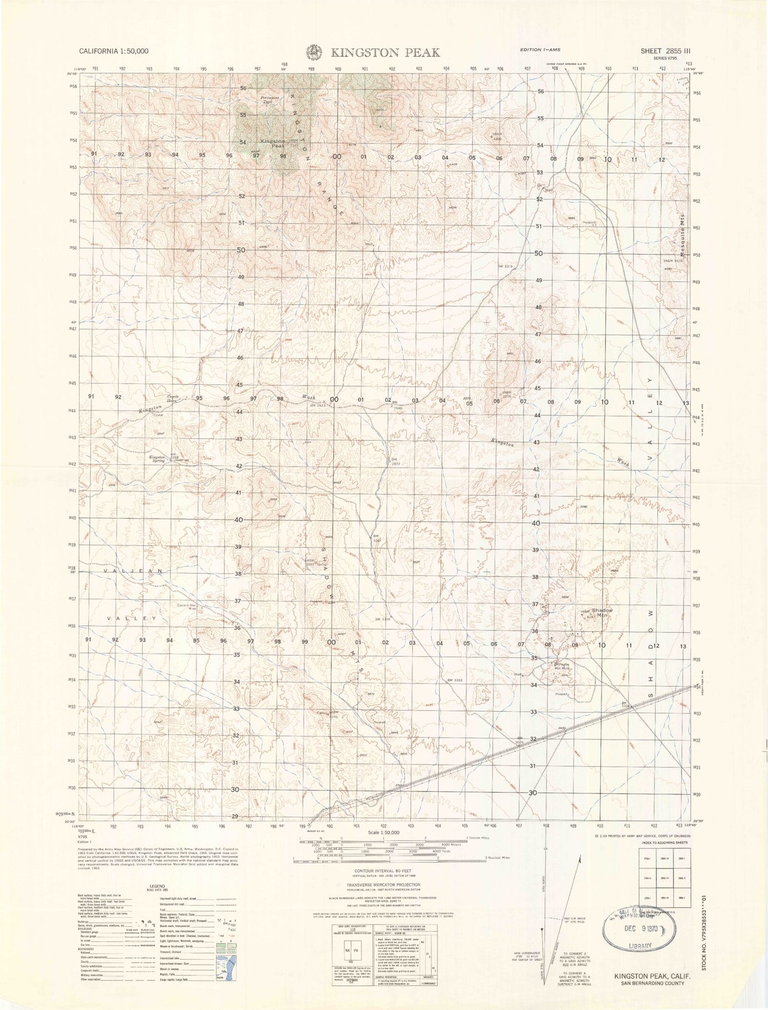 Kingston Peak California Military 1:50,000 Map