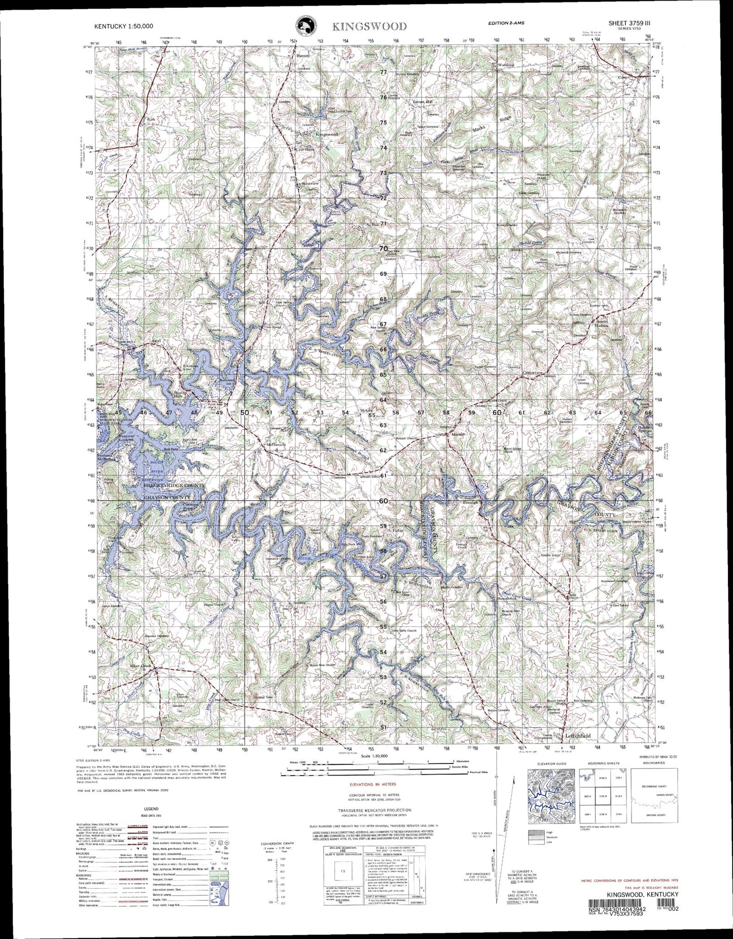 Kingswood Kentucky Military 1:50,000 Map