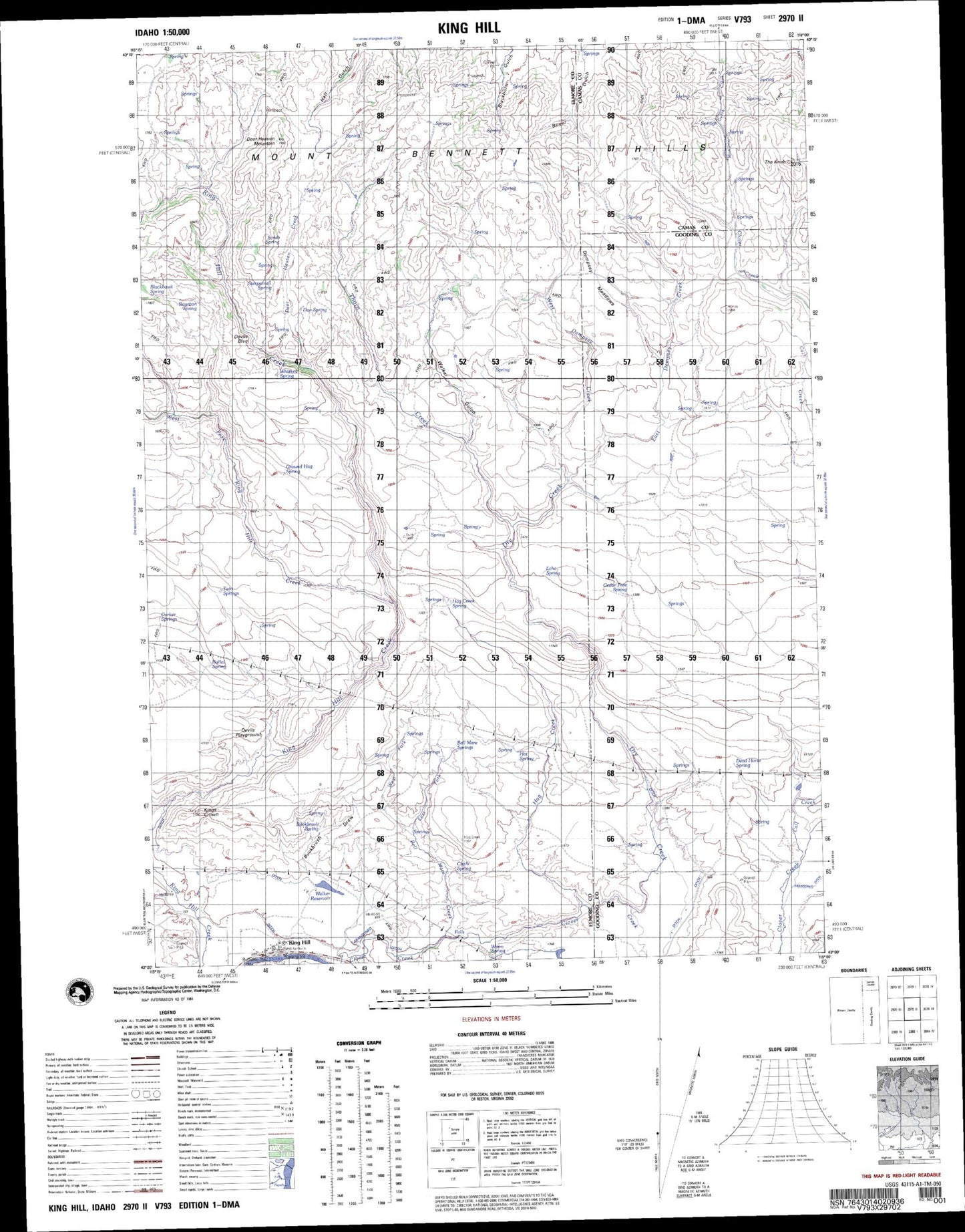 King Hill Idaho Military 1:50,000 Map