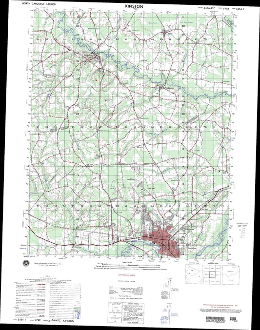 Kinston North Carolina Military 1:50,000 Map