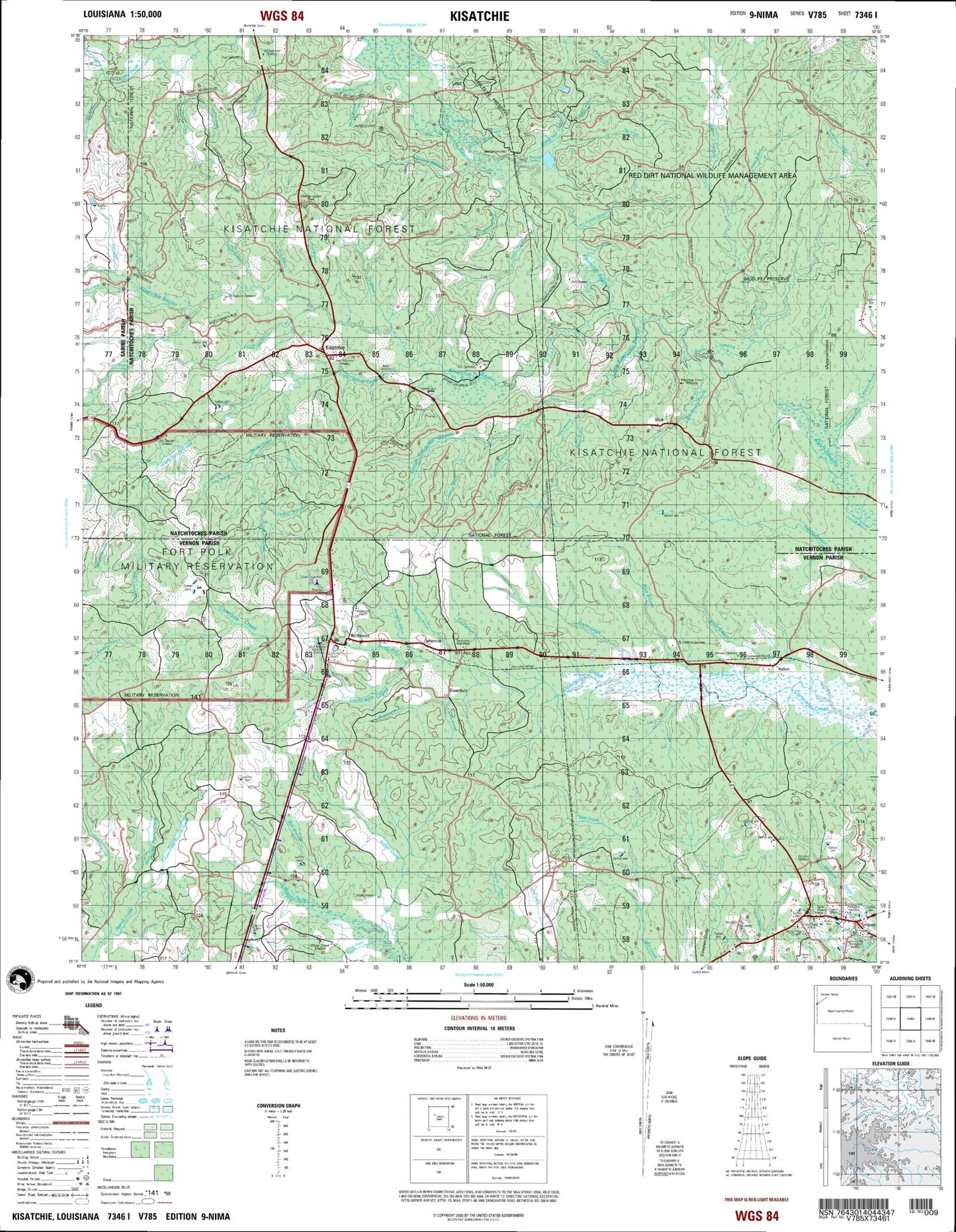 Kisatchie Louisiana Military 1:50,000 Map