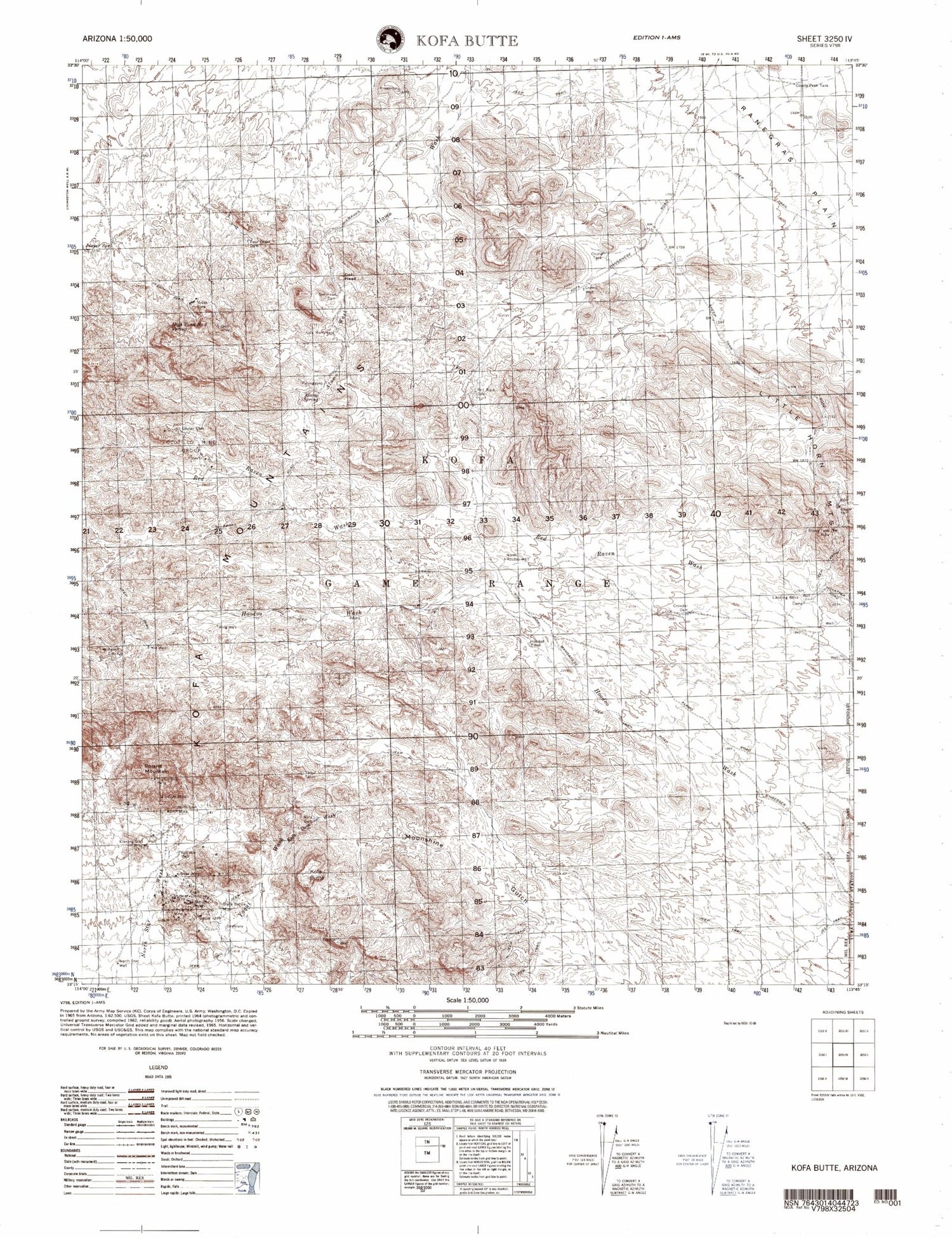 Kofa Butte Arizona Military 1:50,000 Map