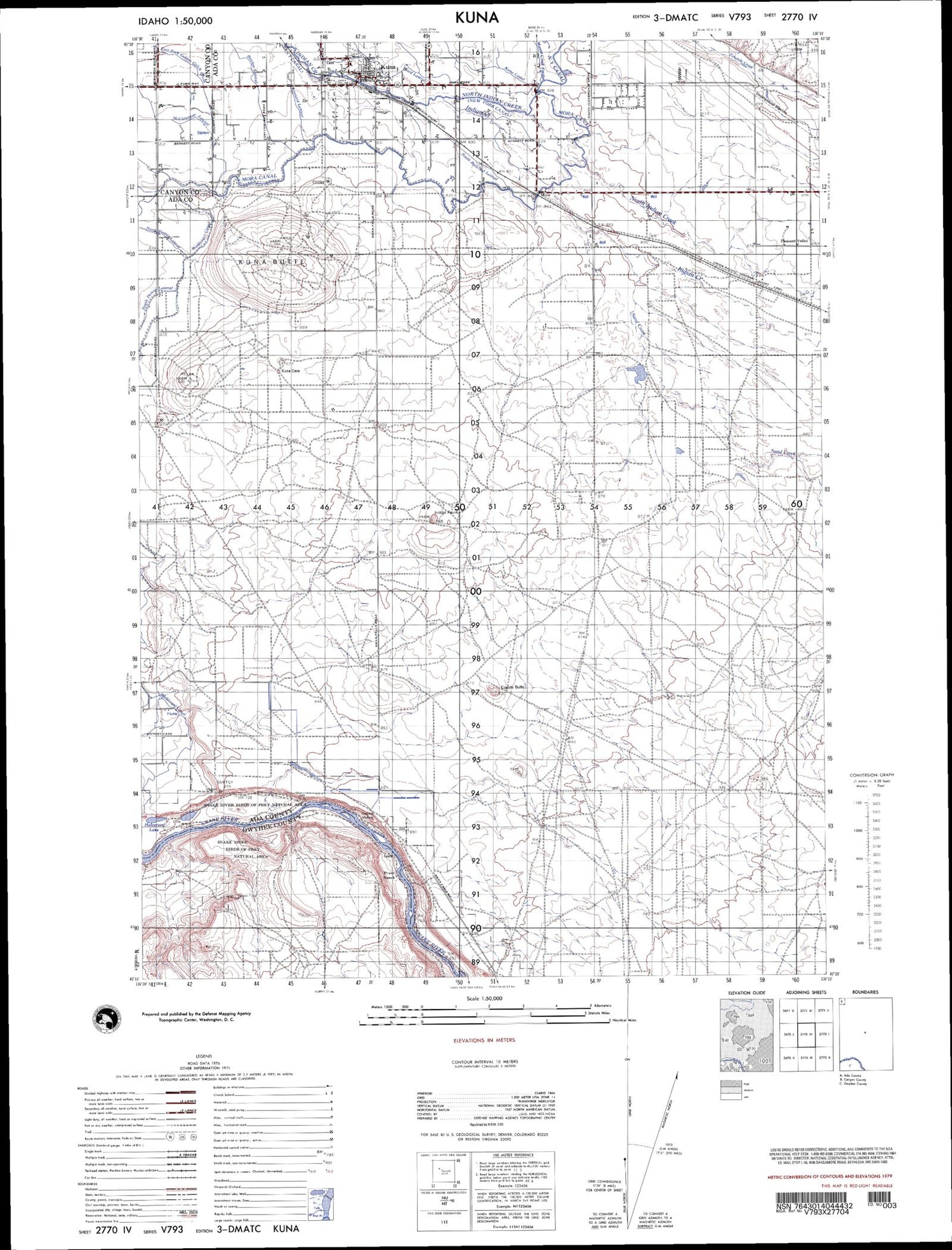 Kuna Idaho Military 1:50,000 Map