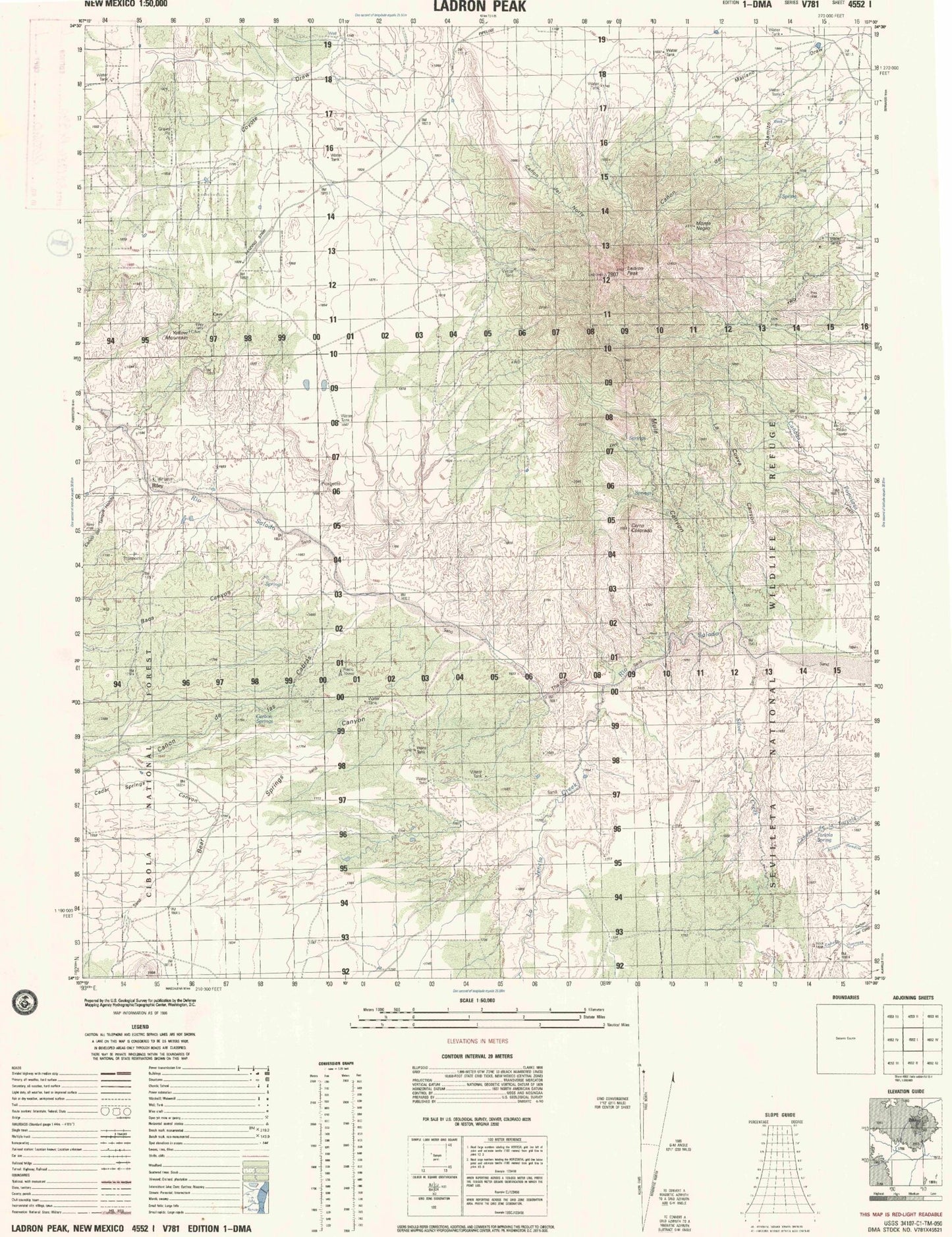 Ladron Peak New Mexico Military 1:50,000 Map