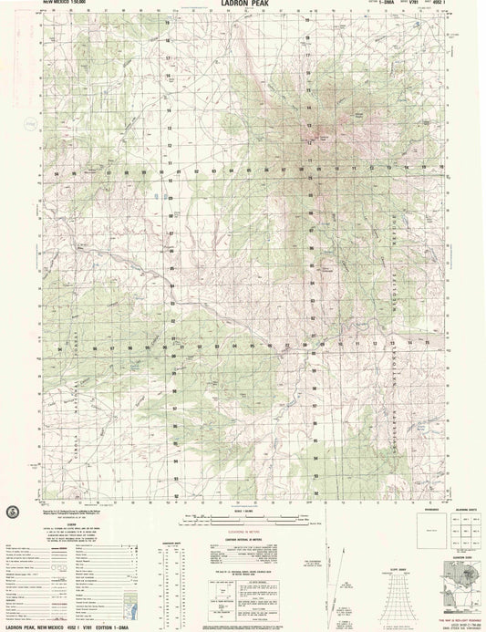 Ladron Peak New Mexico Military 1:50,000 Map