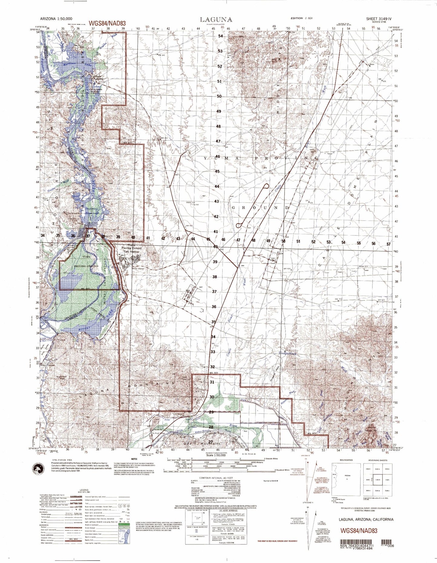 Laguna Arizona Military 1:50,000 Map