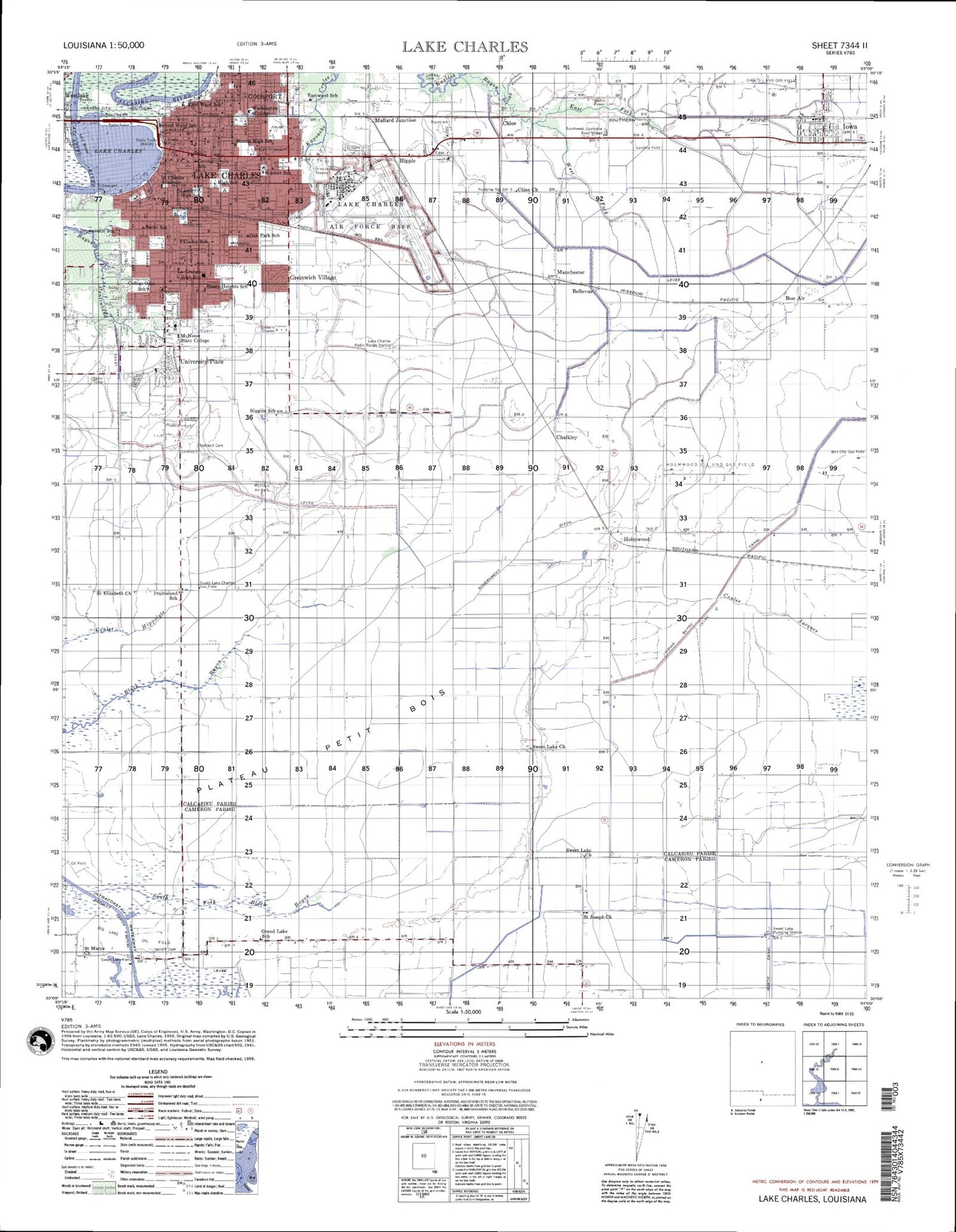 Lake Charles Louisiana Military 1:50,000 Map