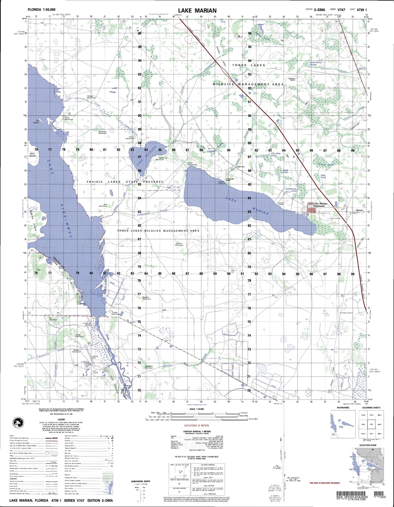 Lake Marian Florida Military 1:50,000 Map