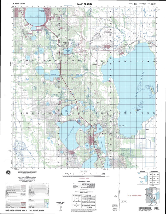 Lake Placid Florida Military 1:50,000 Map