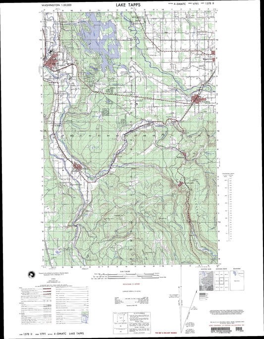 Lake Tapps Washington Military 1:50,000 Map