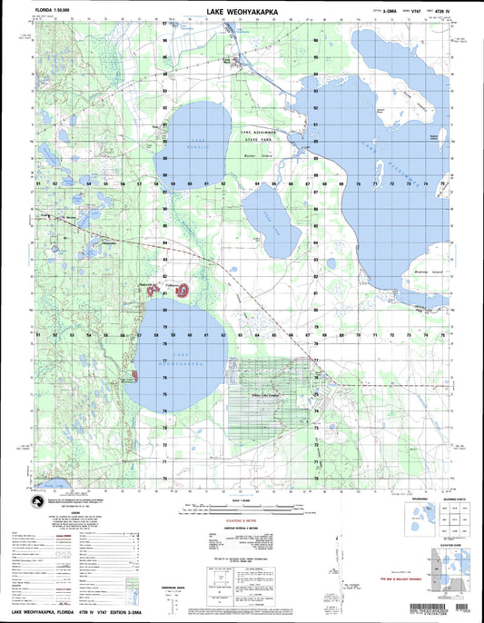 Lake Weohyakapka Florida Military 1:50,000 Map