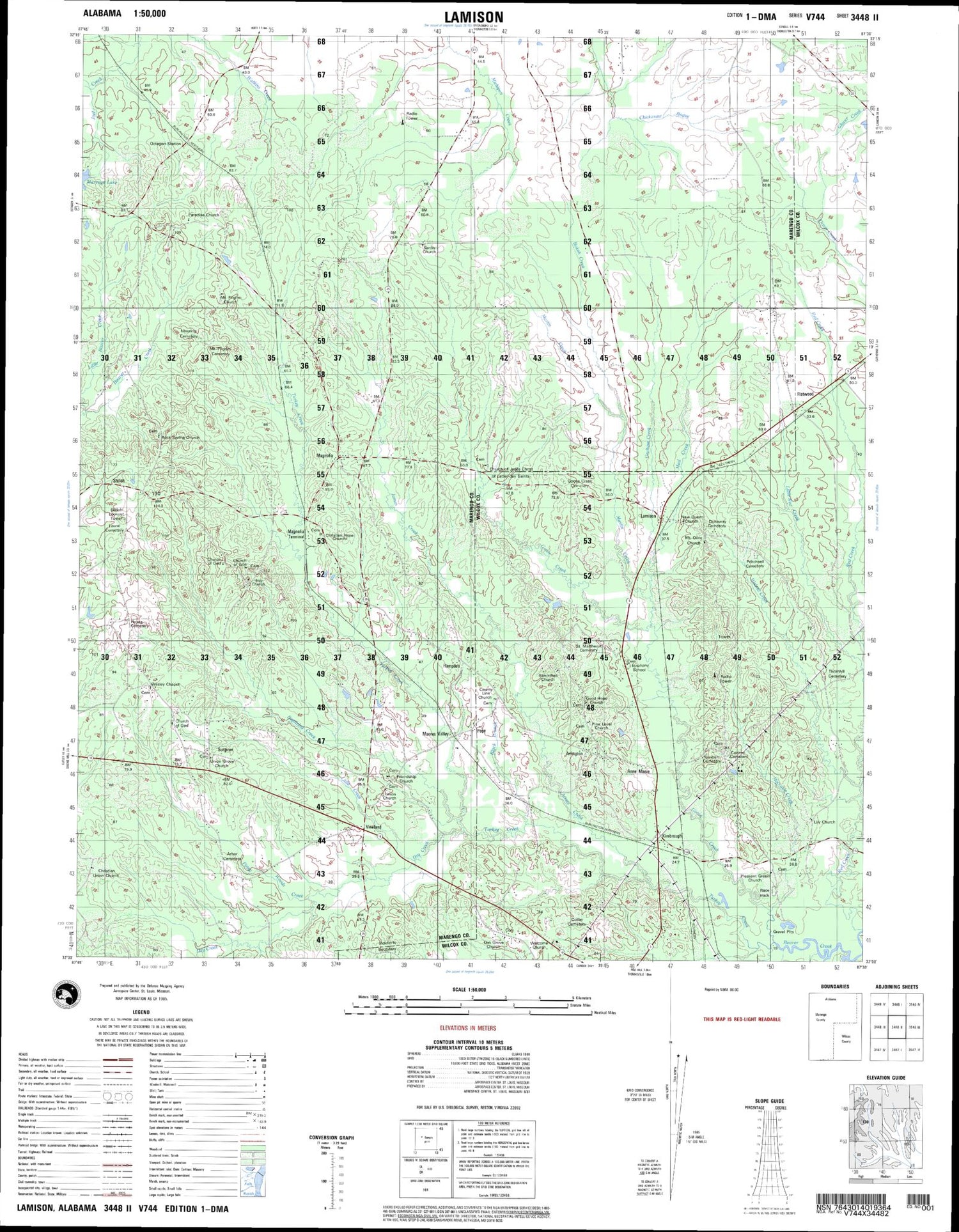 Lamison Alabama Military 1:50,000 Map