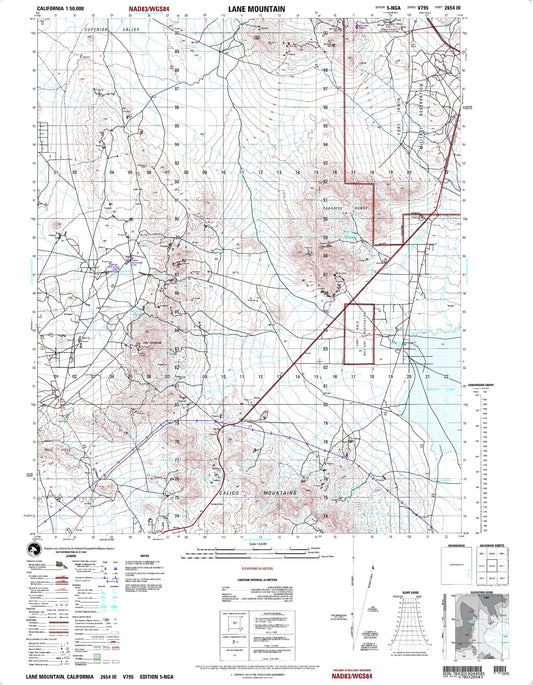 Lane Mountain California Military 1:50,000 Map