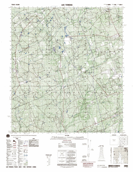 Las Tiendas Texas Military 1:50,000 Map