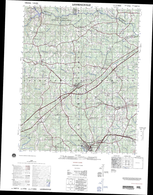 Lawrenceville Virginia Military 1:50,000 Map