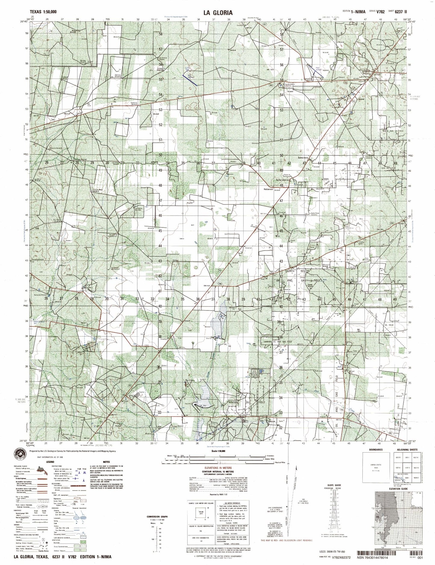 La Gloria Texas Military 1:50,000 Map