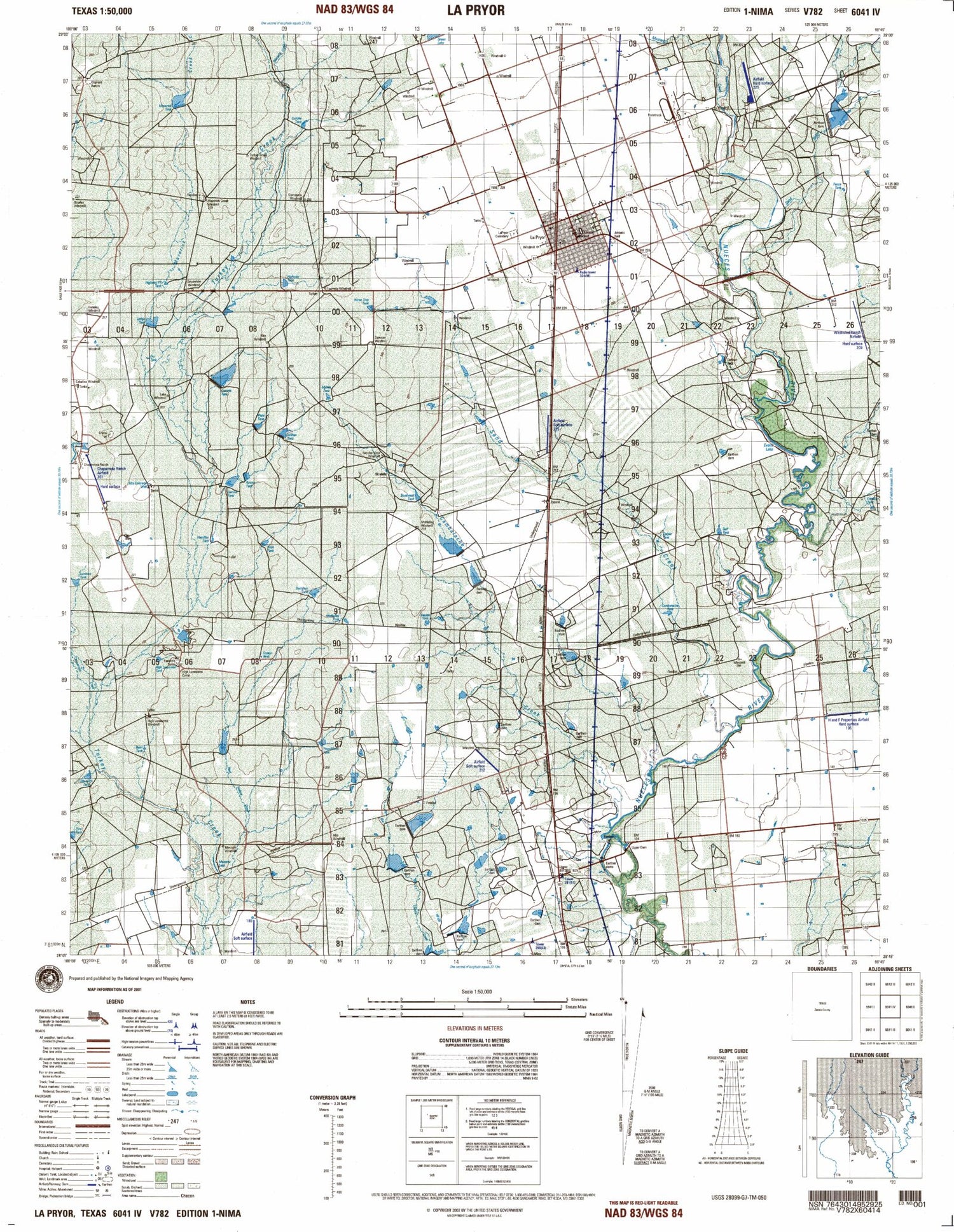 La Pryor Texas Military 1:50,000 Map