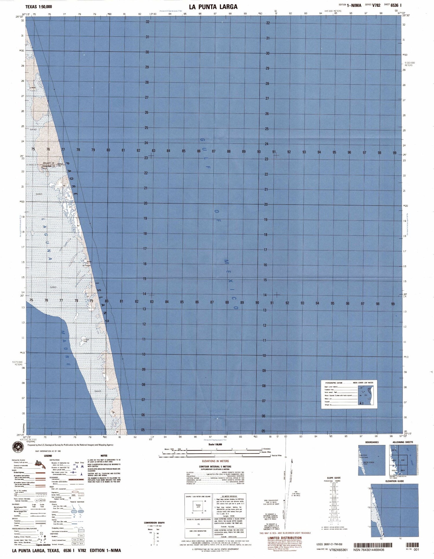 La Punta Larga Texas Military 1:50,000 Map