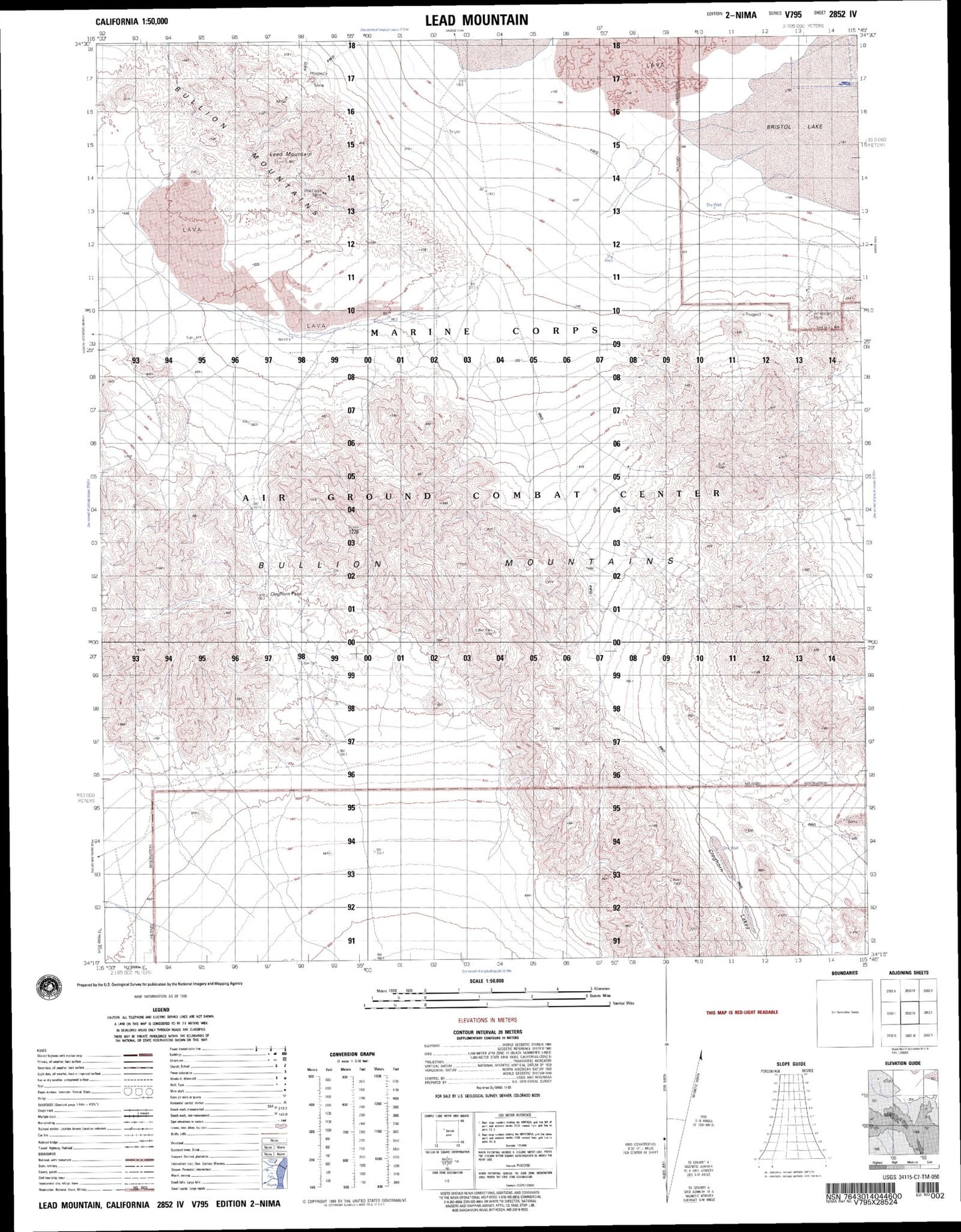 Lead Mountain California Military 1:50,000 Map