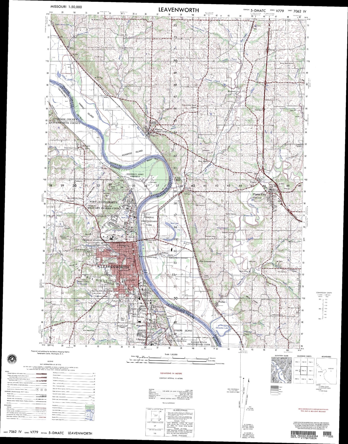 Leavenworth Kansas Military 1:50,000 Map