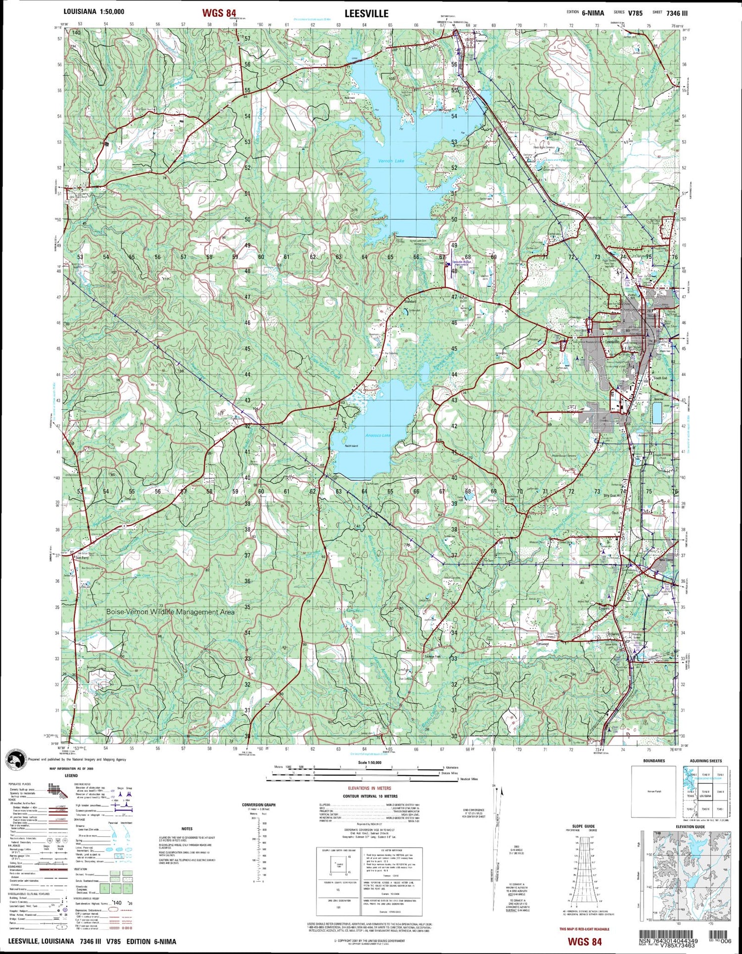 Leesville Louisiana Military 1:50,000 Map