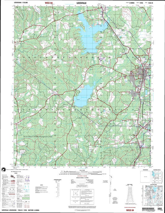 Leesville Louisiana Military 1:50,000 Map