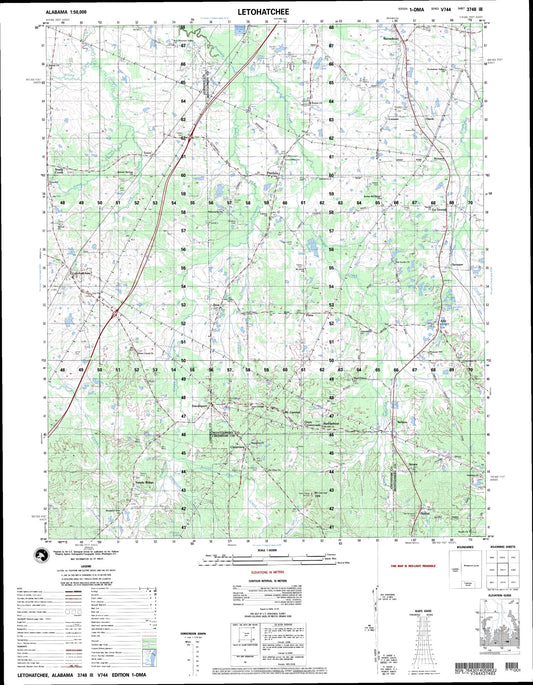 Letohatchee Alabama Military 1:50,000 Map