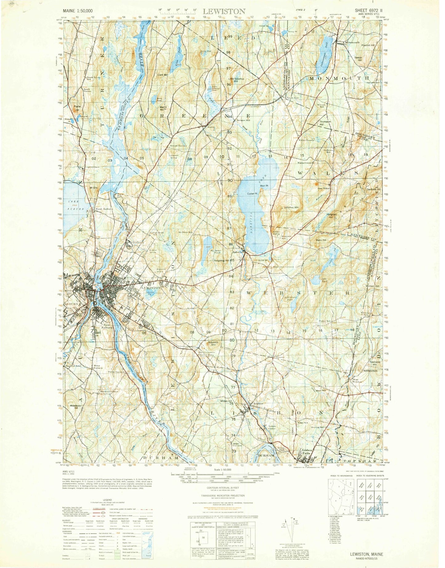 Lewiston Maine Military 1:50,000 Map