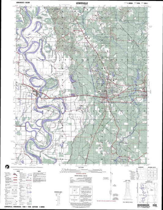 Lewisville Arkansas Military 1:50,000 Map