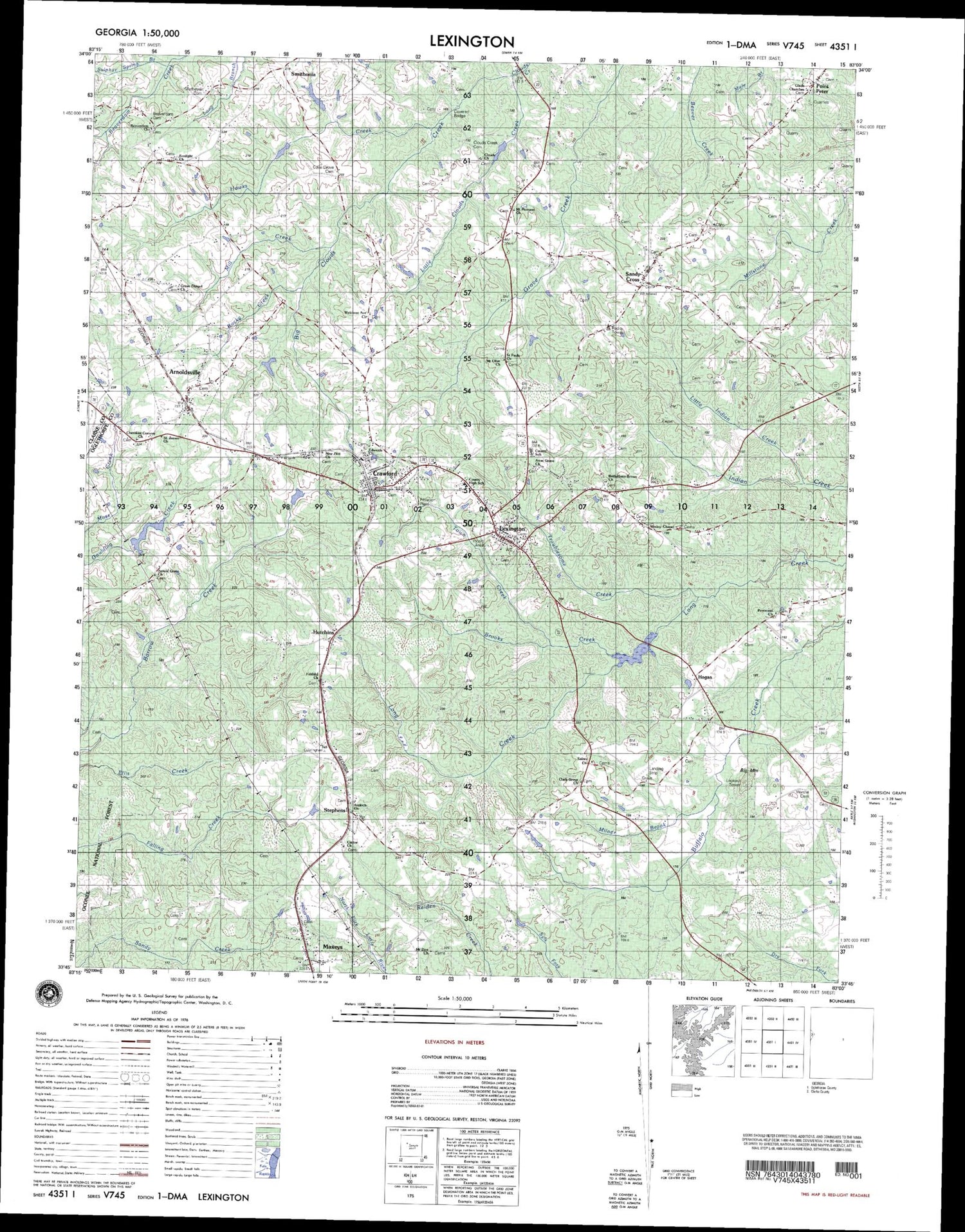 Lexington Georgia Military 1:50,000 Map