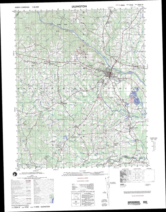 Lillington North Carolina Military 1:50,000 Map