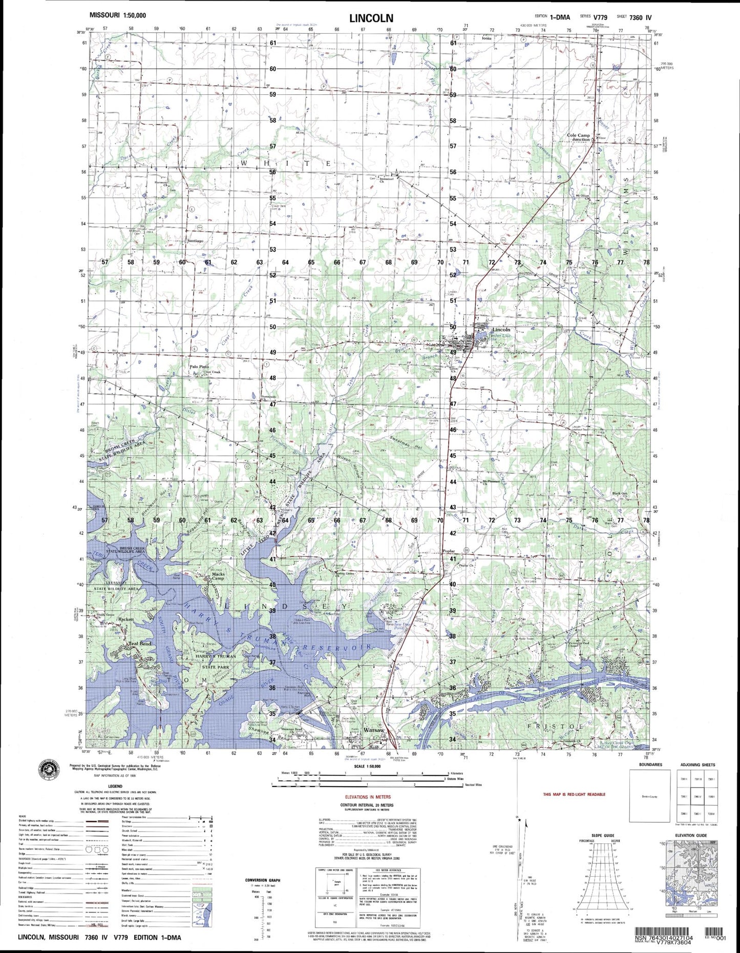 Lincoln Missouri Military 1:50,000 Map