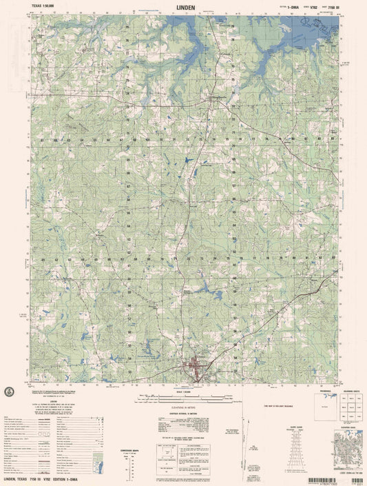 Linden Texas Military 1:50,000 Map