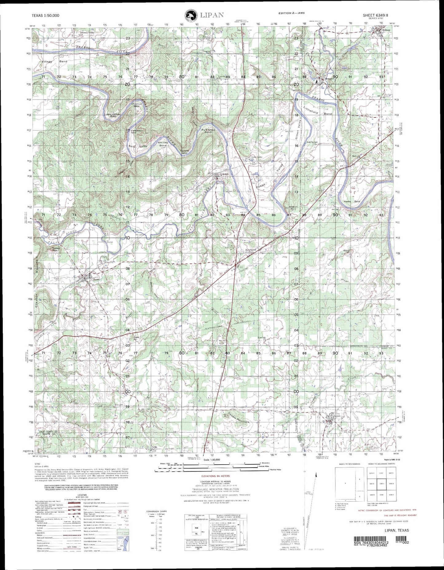 Lipan Texas Military 1:50,000 Map