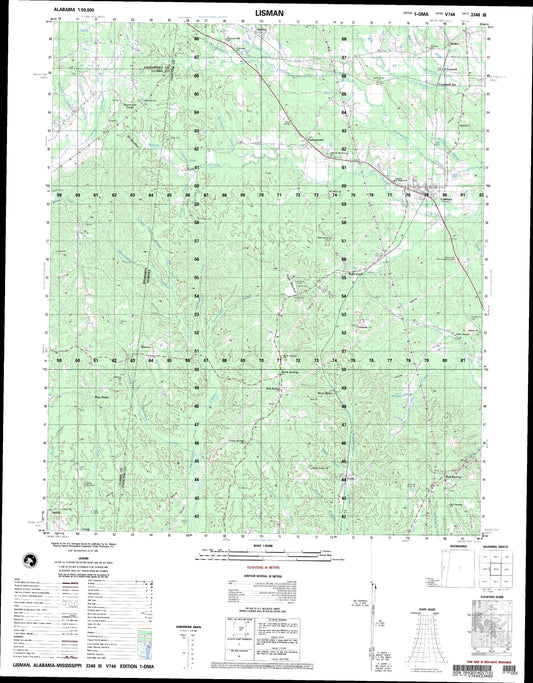 Lisman Alabama Military 1:50,000 Map