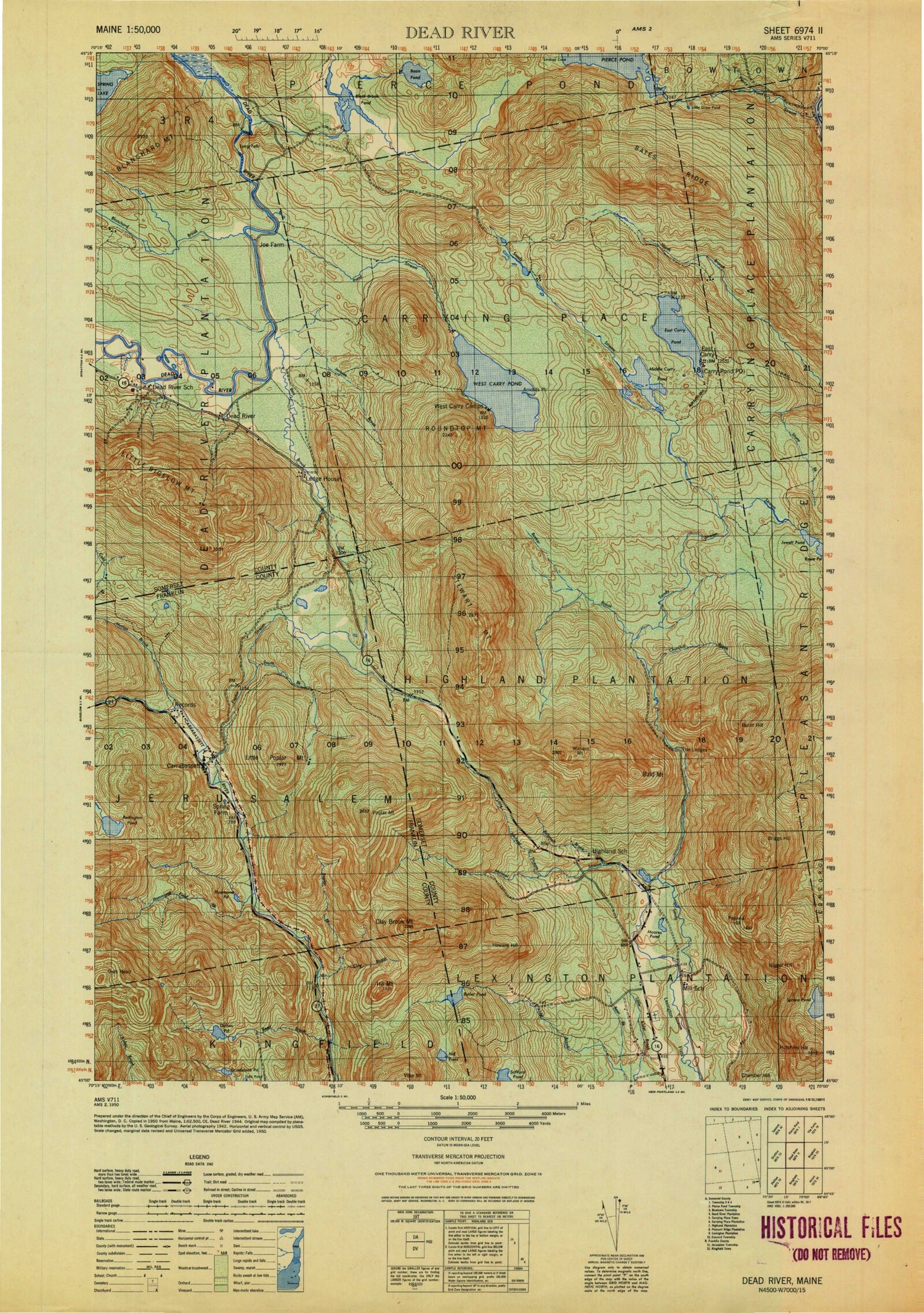 Little Bigelow Mountain Maine Military 1:50,000 Map