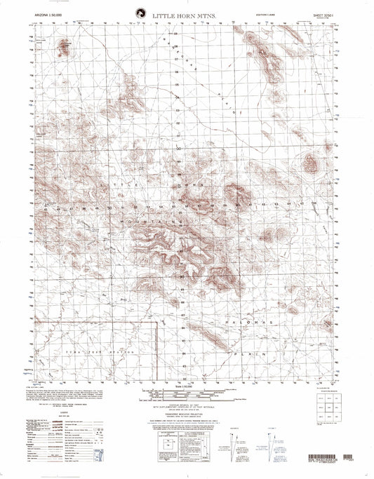 Little Horn Mtns Arizona Military 1:50,000 Map