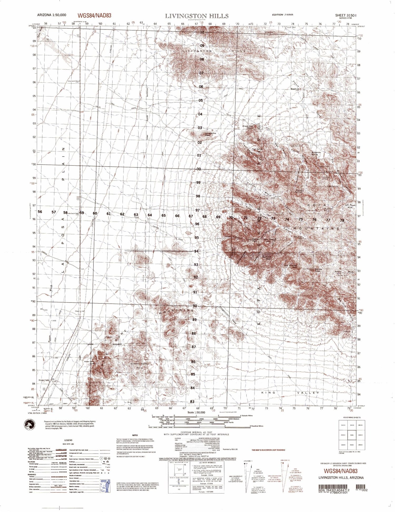 Livingston Hills Arizona Military 1:50,000 Map